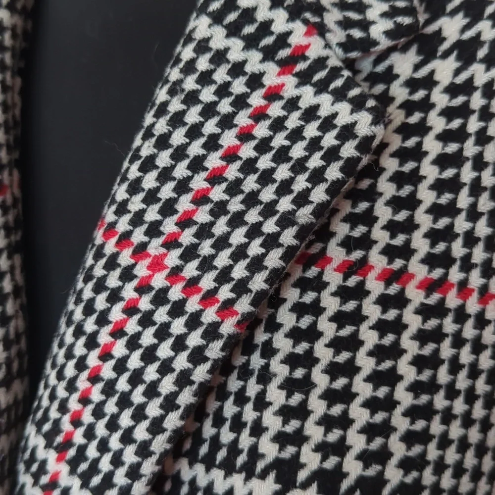 Talbots Black and White Plaid Blazer Houndstooth - Picture 5 of 10